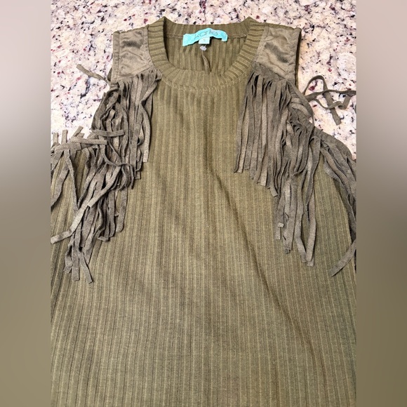 Karlie Green Fringe Mini Dress - Picture 2 of 5